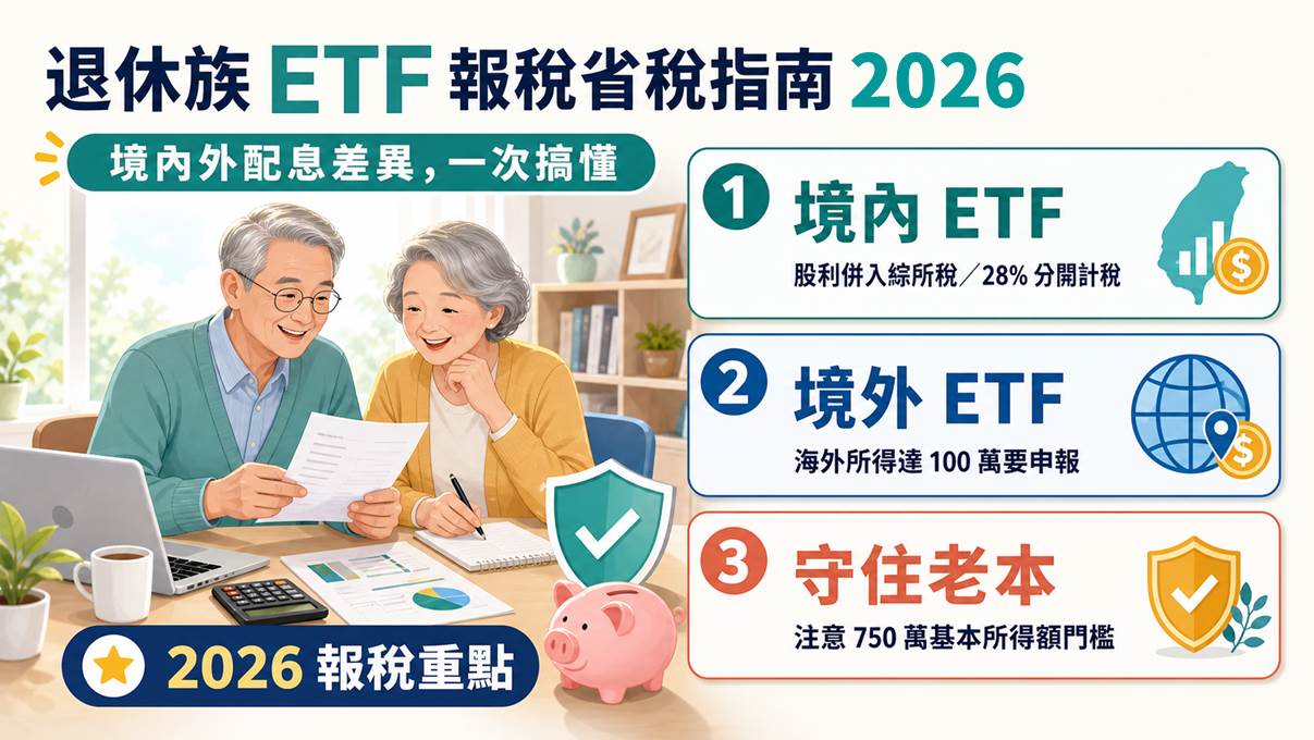 退休族 2026 ETF 報稅省稅指南：搞懂境內外配息差異，輕鬆守住老本 | 學到