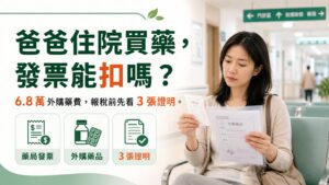 爸爸住院急買 6.8 萬標靶藥，只有藥局發票能報稅嗎？外購藥品抵稅先看 3 張證明