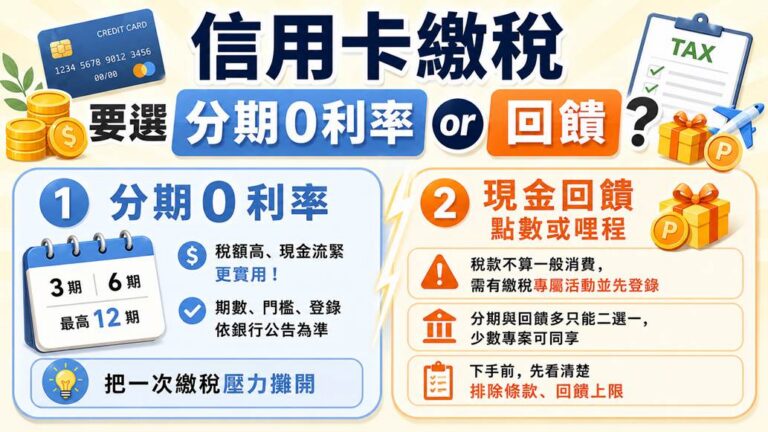 信用卡繳稅刷哪張最賺？3分鐘看懂分期 0 利率與回饋怎麼選