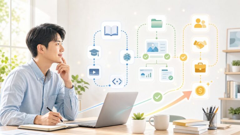 AI 職涯｜學AI怎麼開始才不白忙？一張任務地圖判斷你該學什麼、怎麼證明、能不能變收入？