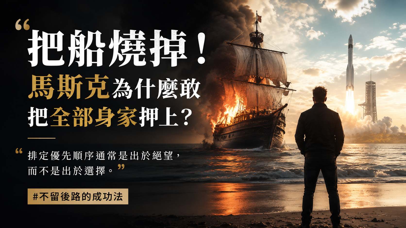 「把船燒掉！」馬斯克為什麼敢把全部身家押上？不留後路的成功法｜馬斯克寶典