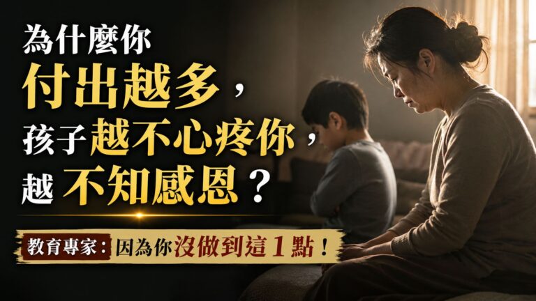 為什麼你付出越多，孩子越不心疼你，越不知感恩？教育專家：因為你沒做到這 1 點！