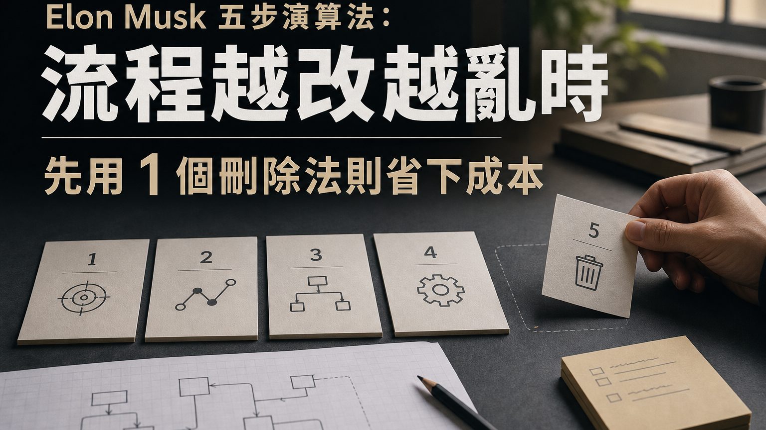 Elon Musk 五步演算法：流程越改越亂時，先用 1 個刪除法則省下成本｜馬斯克寶典