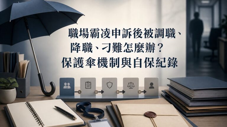 職場霸凌申訴後被調職、降職、刁難怎麼辦？保護傘機制與自保紀錄