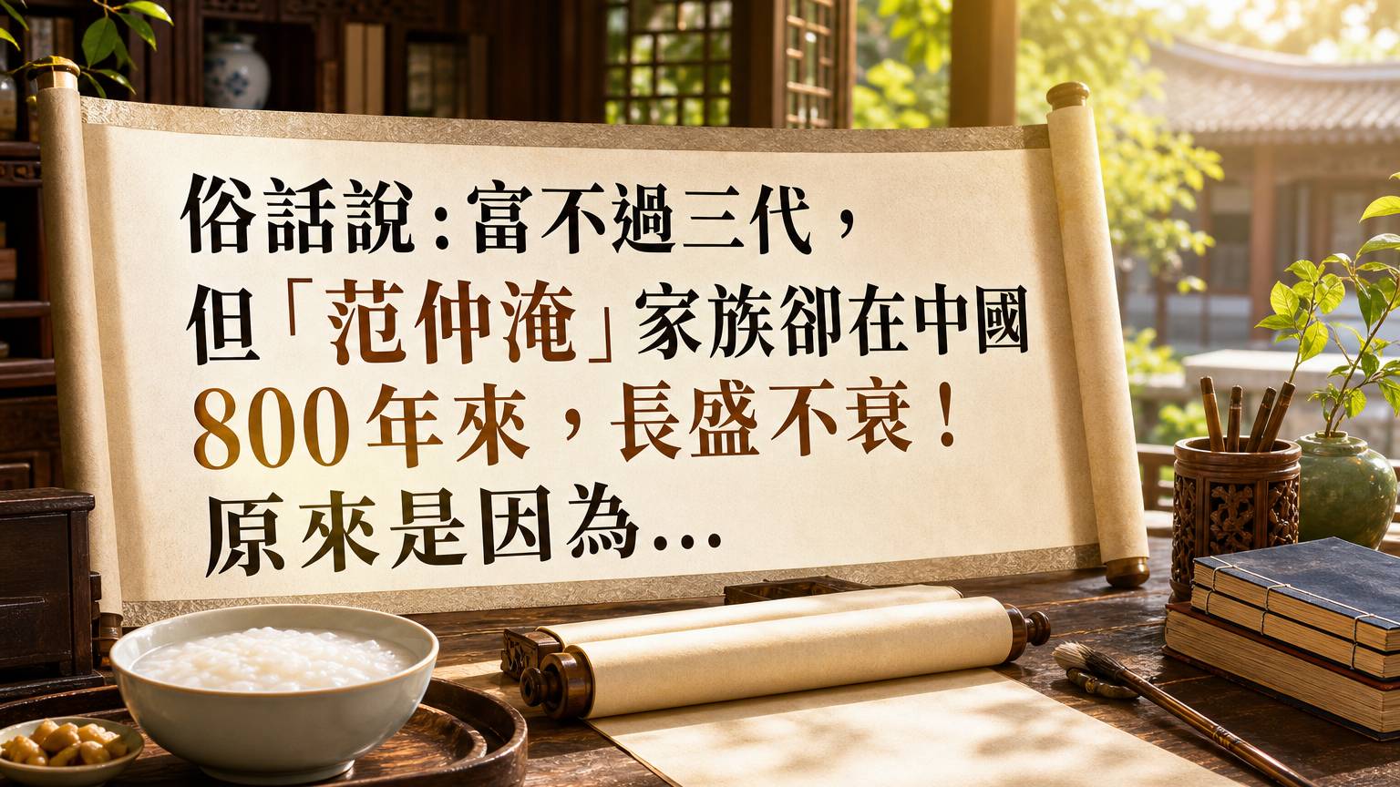俗話說：富不過三代，但「范仲淹」家族卻在中國 800年來，長盛不衰！原來是因為…