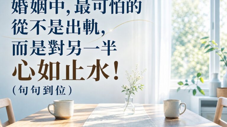 婚姻中，最可怕的 從不是出軌，而是對另一半 心如止水！（句句到位）