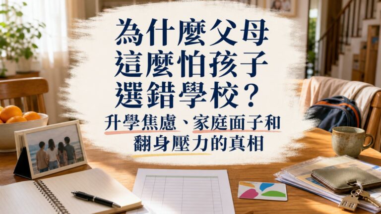 為什麼父母這麼怕孩子選錯學校？升學焦慮、家庭面子和翻身壓力的真相
