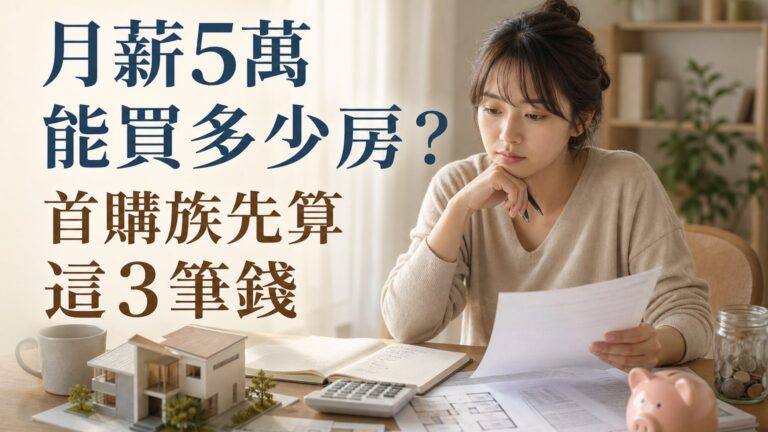 月薪5萬能買多少房？首購族先算這3筆錢