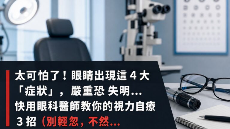 太可怕了！眼睛出現這４大「症狀」，嚴重恐 失明…快用眼科醫師教你的視力自療 ３招（別輕忽，不然…