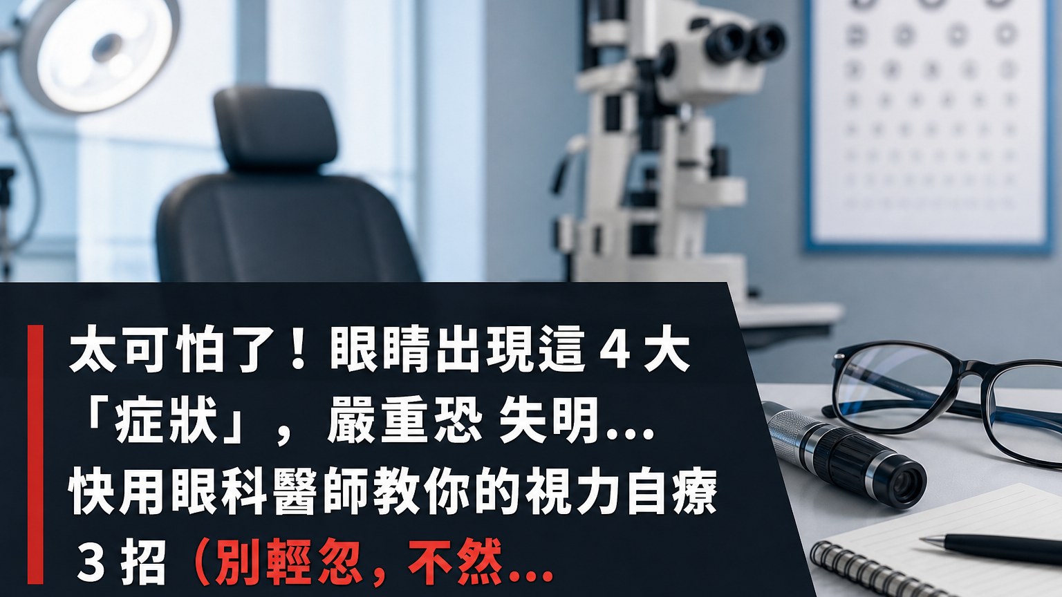太可怕了！眼睛出現這４大「症狀」，嚴重恐 失明…快用眼科醫師教你的視力自療 ３招（別輕忽，不然…
