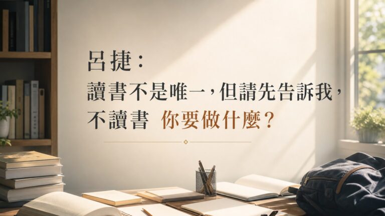 呂捷：讀書不是唯一，但請先告訴我，不讀書 你要做什麼？