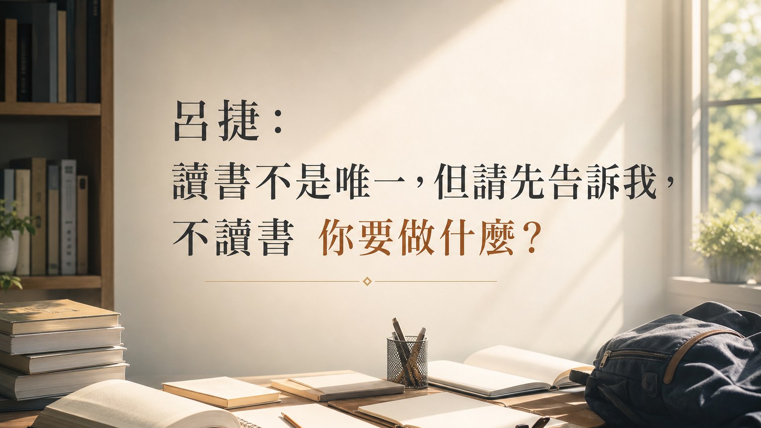 呂捷：讀書不是唯一，但請先告訴我，不讀書 你要做什麼？