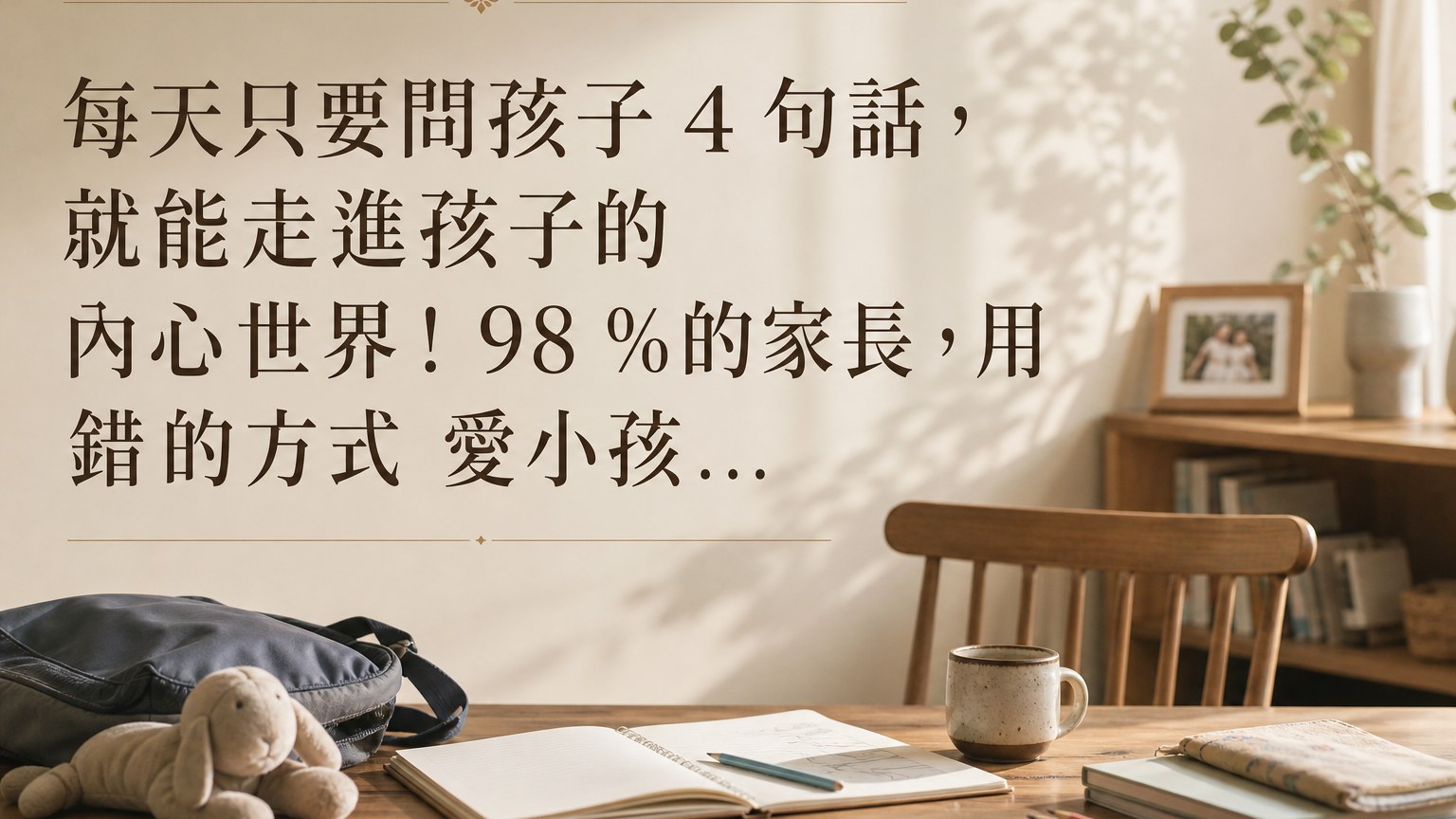 每天只要問孩子 4 句話，就能走進孩子的 內心世界！ 98 %的家長，用 錯的方式 愛小孩…