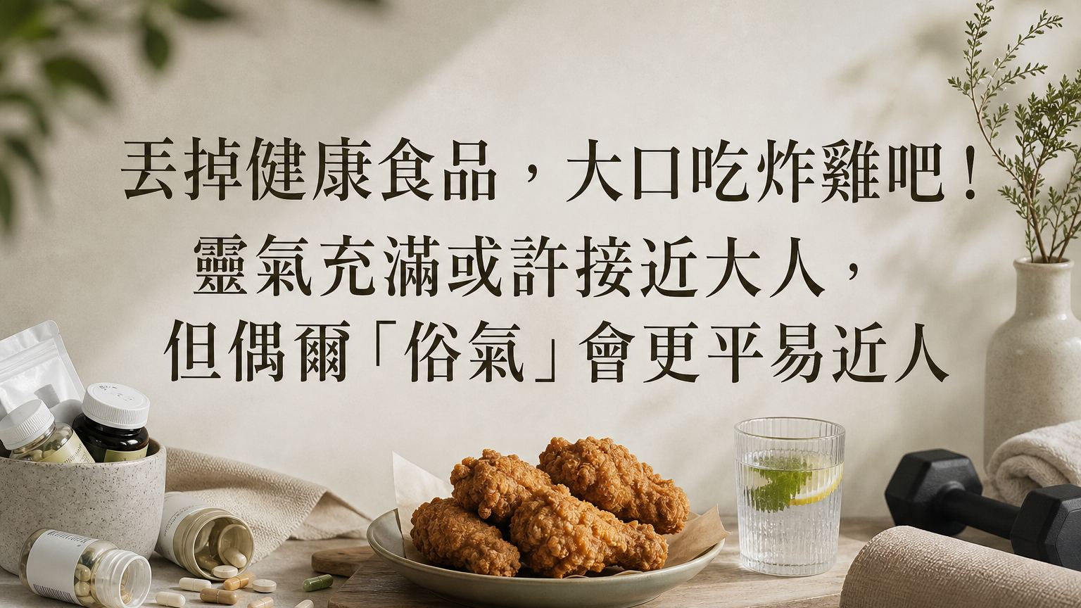 丟掉健康食品，大口吃炸雞吧！靈氣充滿或許接近大人，但偶爾「俗氣」會更平易近人