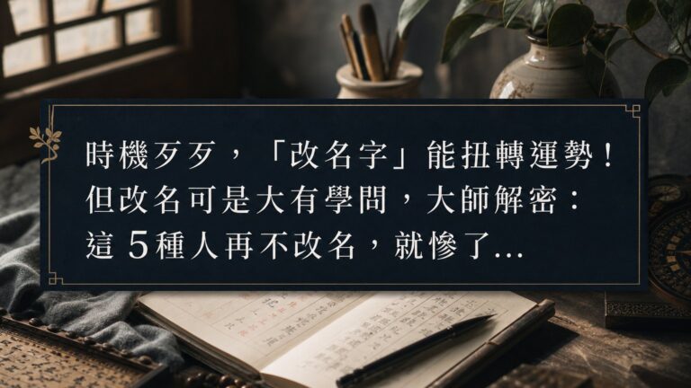 時機歹歹，「改名字」能扭轉運勢！但改名可是大有學問，大師解密：這 5種人再不改名，就慘了…