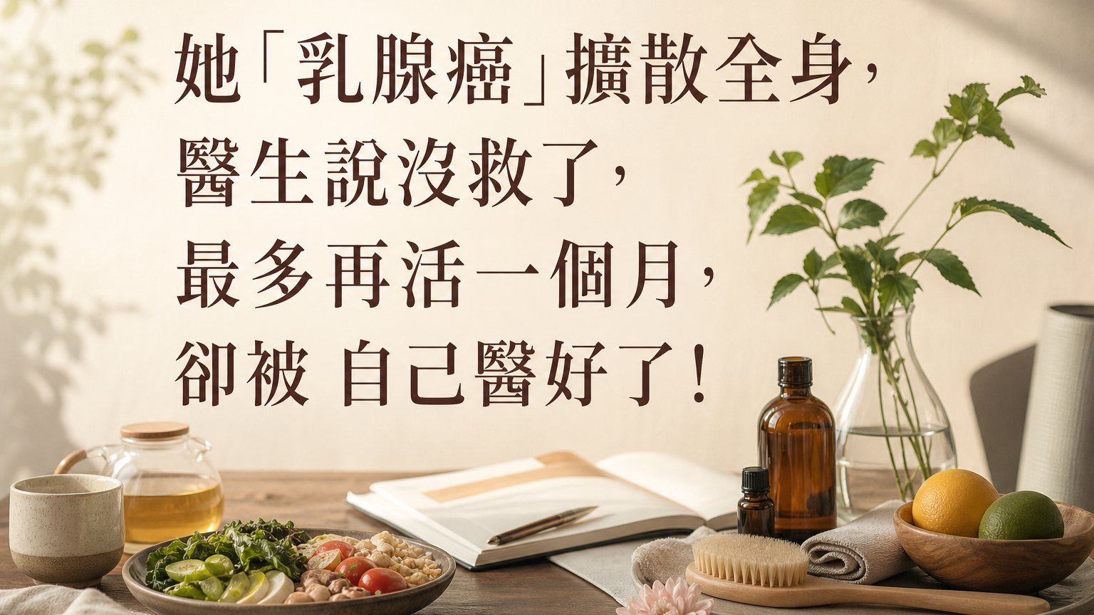 她「乳腺癌」擴散全身，醫生說沒救了，最多再活一個月，卻被 自己醫好了！