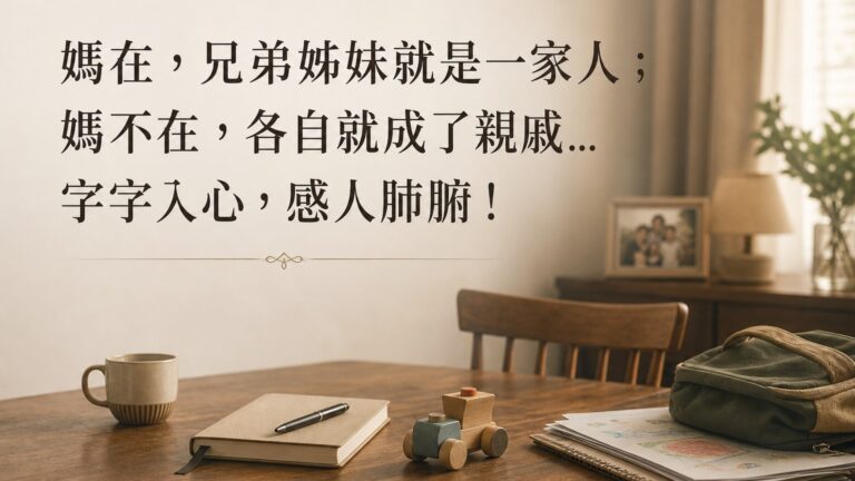 媽在，兄弟姊妹就是一家人；媽不在，各自就成了親戚… 字字入心，感人肺腑！