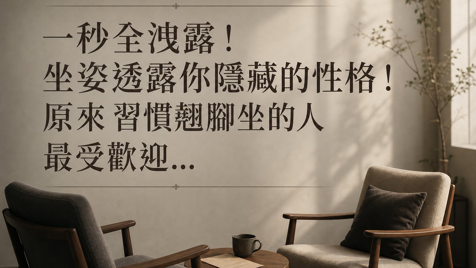 一秒全洩露！坐姿透露你隱藏的性格！原來 習慣翹腳坐的人最受歡迎…