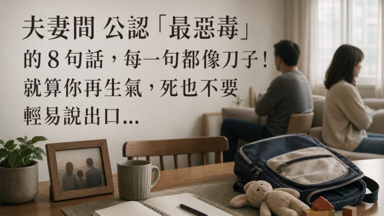 夫妻間 公認「最惡毒」的８句話，每一句都像刀子！ 就算你再生氣，死也不要 輕易說出口…