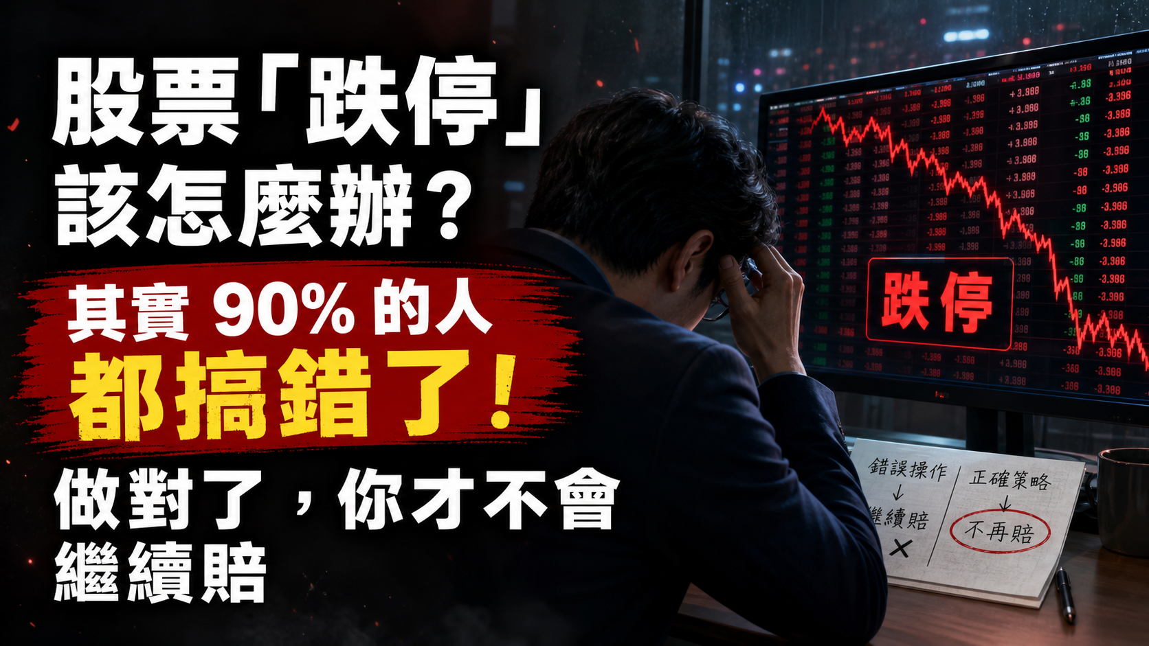 股票「跌停」該怎麼辦？ 其實 90% 的人都搞錯了！做對了，你才不會繼續賠