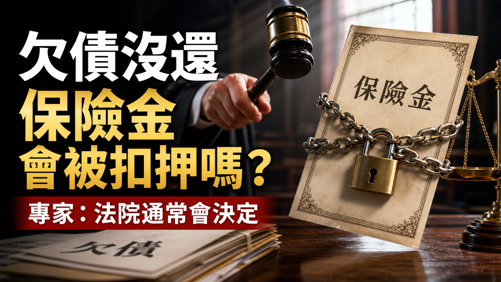 欠債沒還，保險金會被扣押嗎？專家：法院通常會決定…