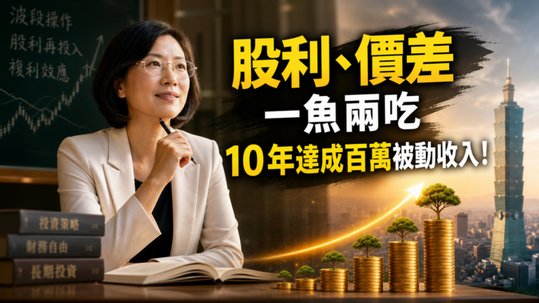 大學教授教你「股利、價差」 一魚兩吃，10 年達成百萬被動收入！江季芸：波段價差＋股利再投入，滾出千萬退休金