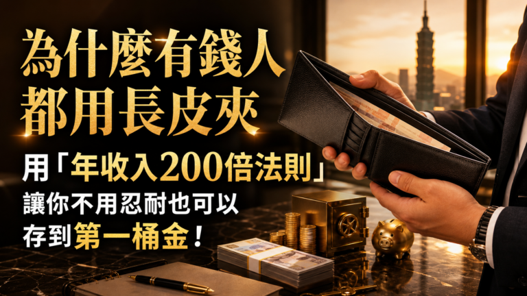 為什麼有錢人都用長皮夾 用「年收入200倍法則」，讓你不用忍耐也可以存到第一桶金！