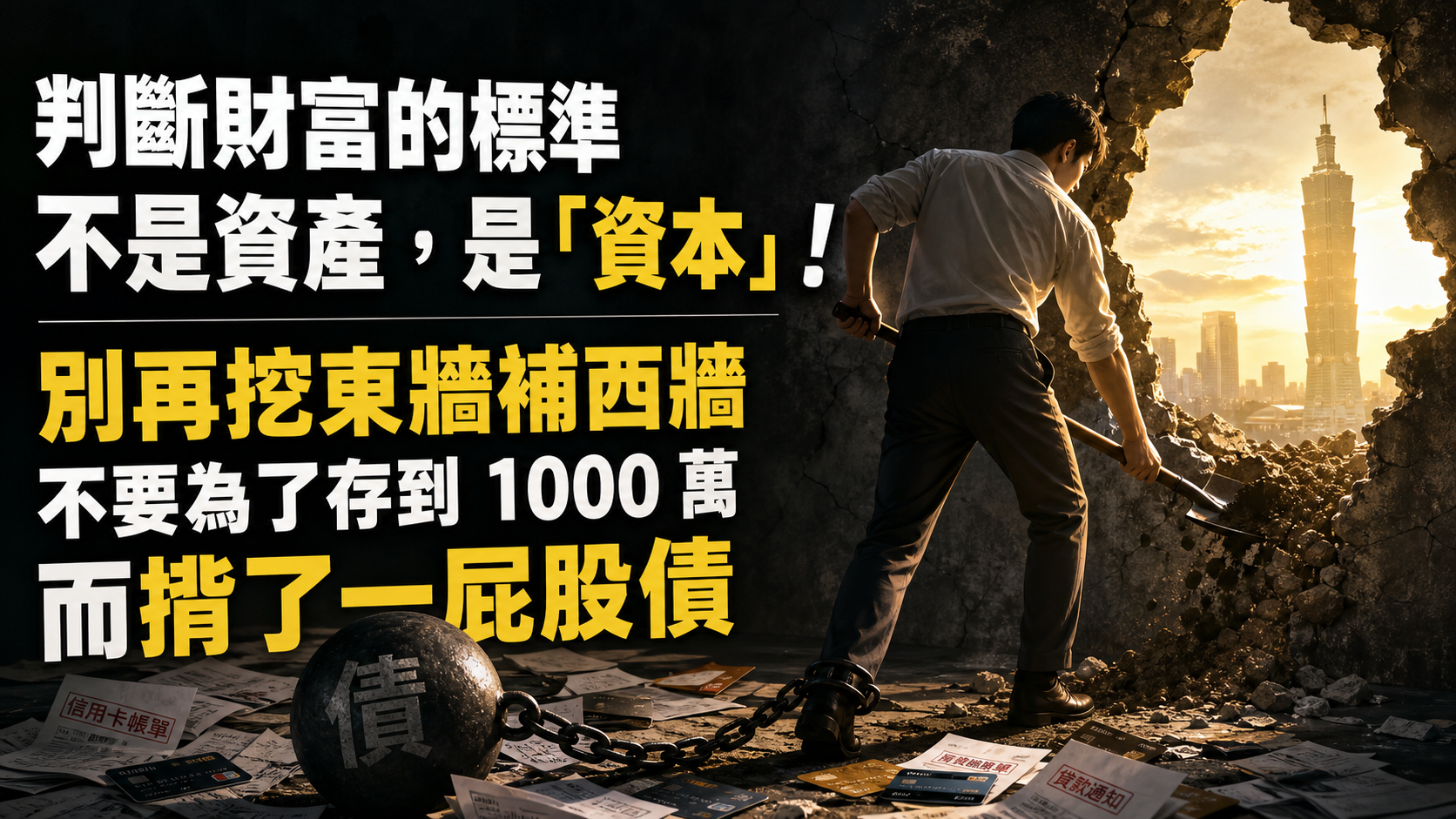 判斷財富的標準 不是資產，是「資本」！別再挖東牆補西牆，不要為了存到 1000 萬，而揹了一屁股債