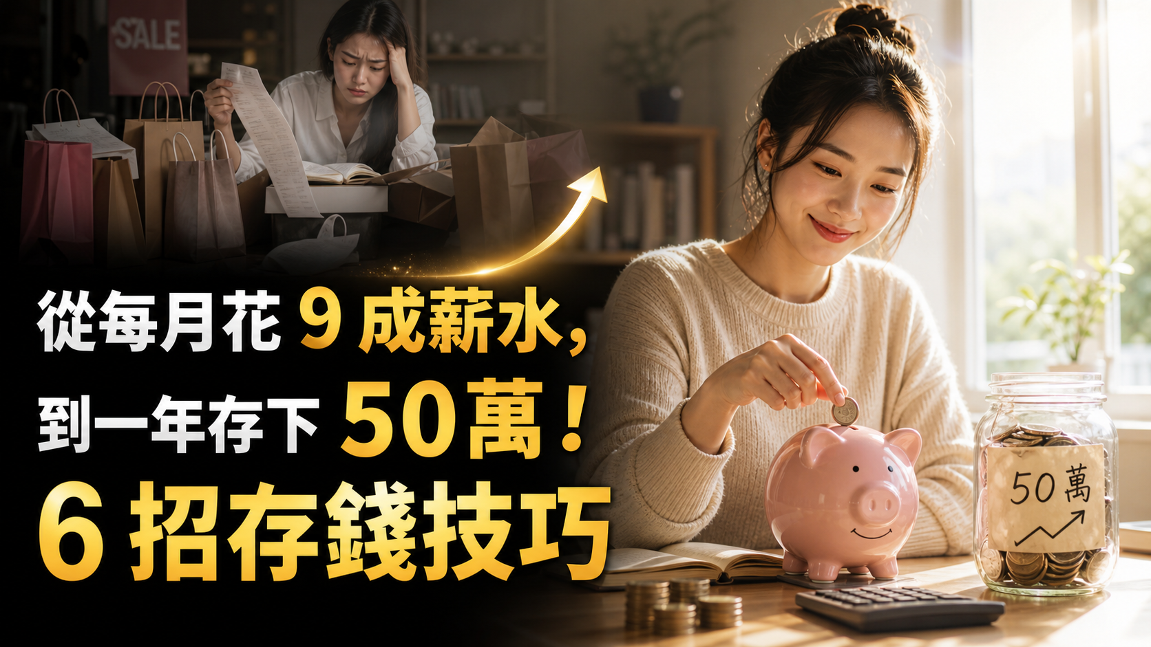 從每月花 9 成薪水，到一年存下 50 萬！ 6 招存錢技巧，改造「月光購物狂」變身省錢達人