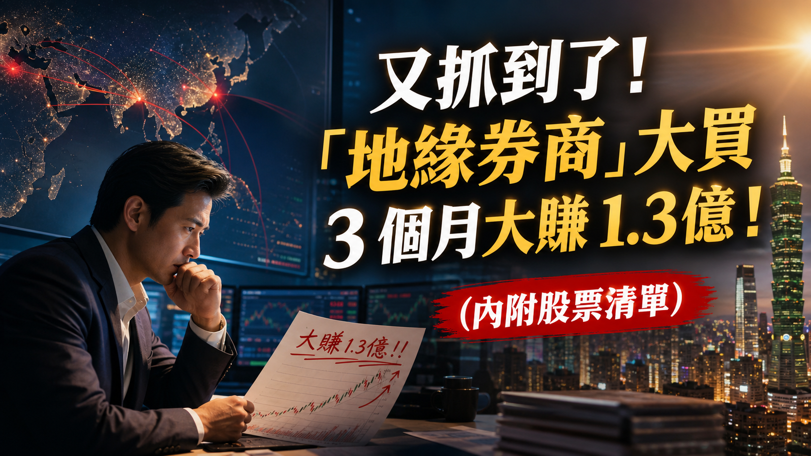 又抓到了！「地緣券商」大買，3 個月大賺 1.3億！ 幸好 12 月初我有跟著他..(內附股票清單)