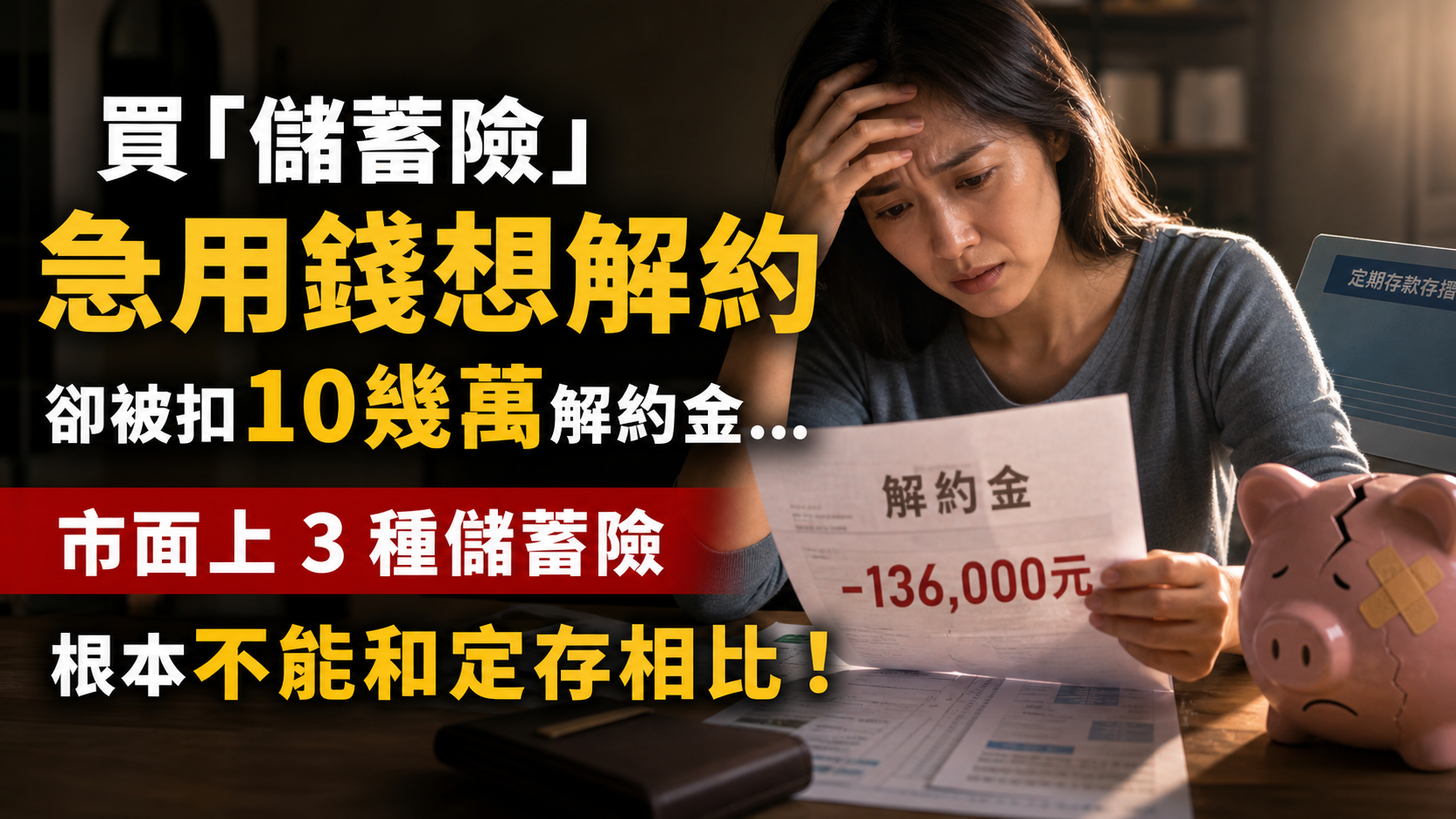 買「儲蓄險」急用錢想解約，卻被扣 10 幾萬解約金… 市面上 3 種儲蓄險，根本不能和定存相比！