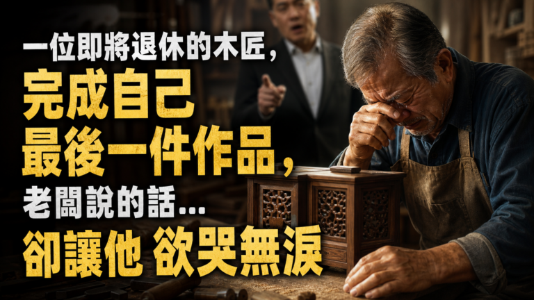 一位即將退休的木匠，完成自己最後一件作品，老闆說的話…卻讓他 欲哭無淚