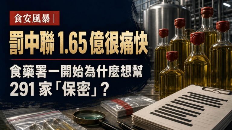 罰中聯 1.65 億很痛快，但食藥署一開始為什麼想幫 291 家「保密」？
