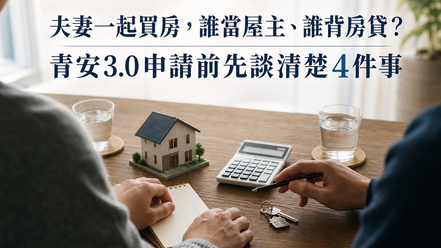 夫妻一起買房，誰當屋主、誰背房貸？青安3.0申請前先談清楚4件事