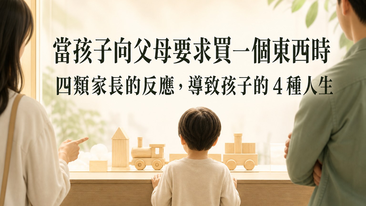當孩子向父母要求買一個東西時，四類家長的反應，導致孩子的 4 種人生