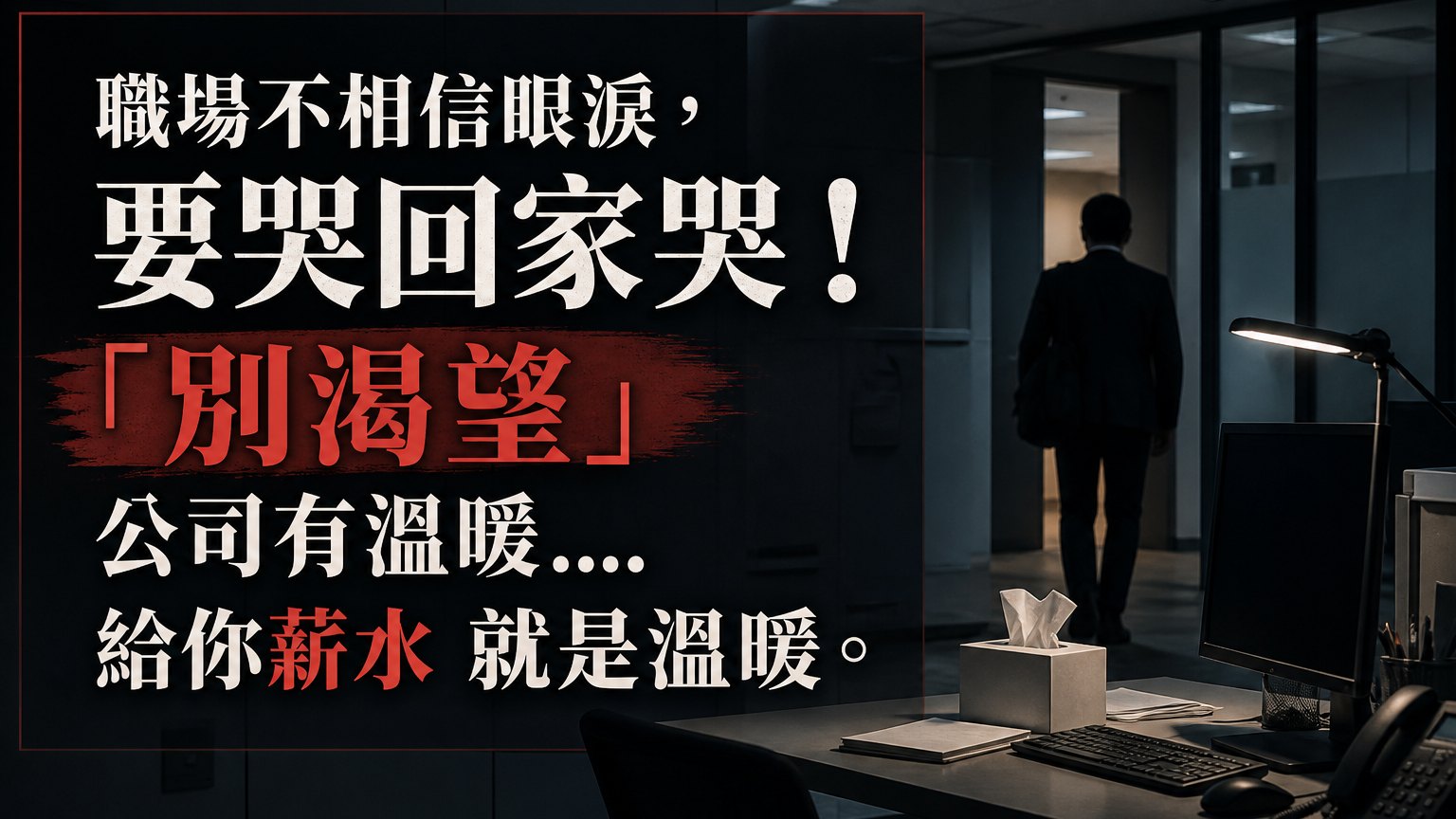 職場不相信眼淚，要哭回家哭！「別渴望」公司有溫暖….給你薪水 就是溫暖。