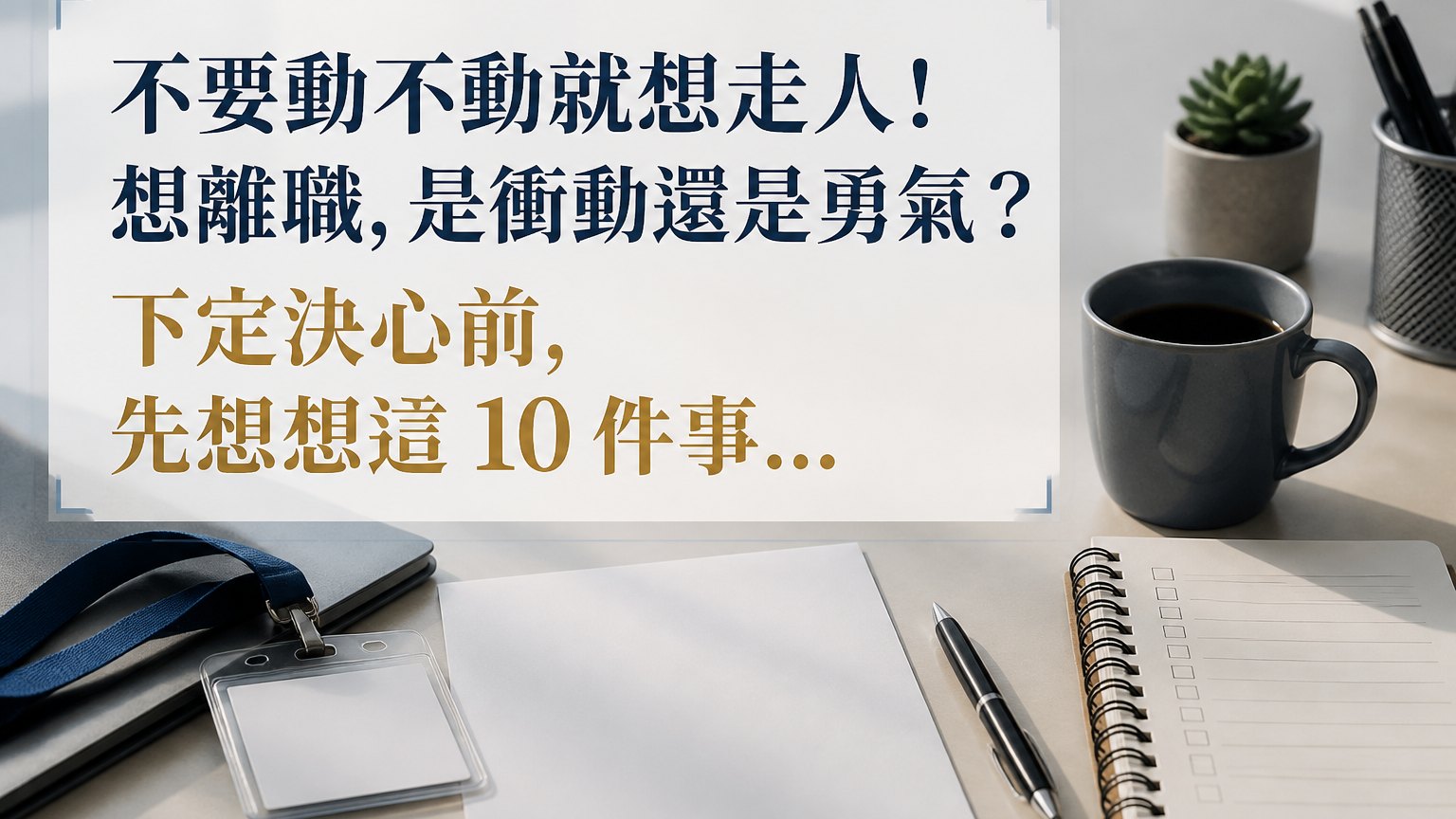 不要動不動就想走人！想離職，是衝動還是勇氣？下定決心前，先想想這 10 件事…