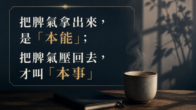 把脾氣拿出來，是「本能」；把脾氣壓回去，才叫「本事」