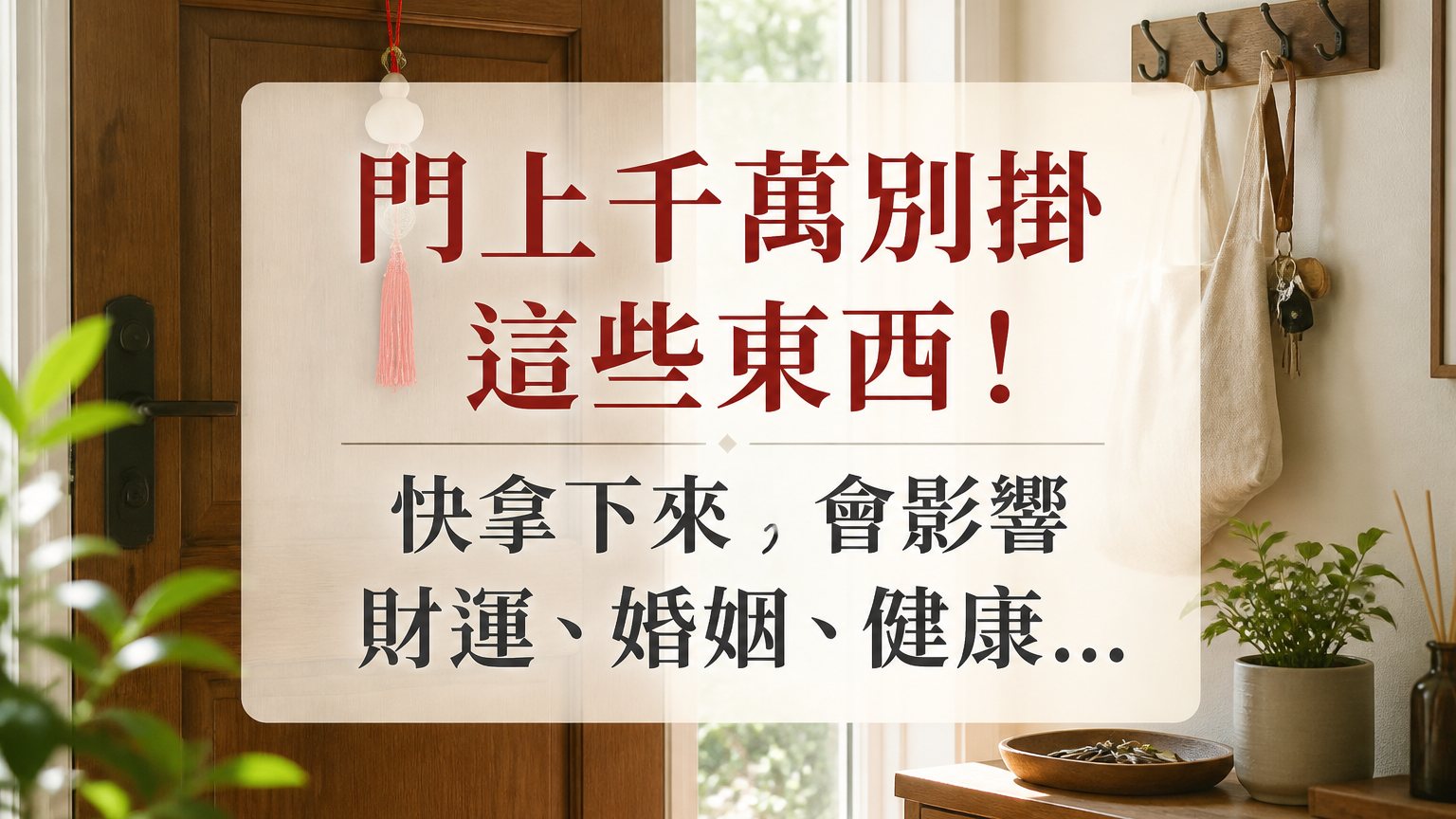 門上千萬別掛這些東西！快拿下來，會影響財運、婚姻、健康…