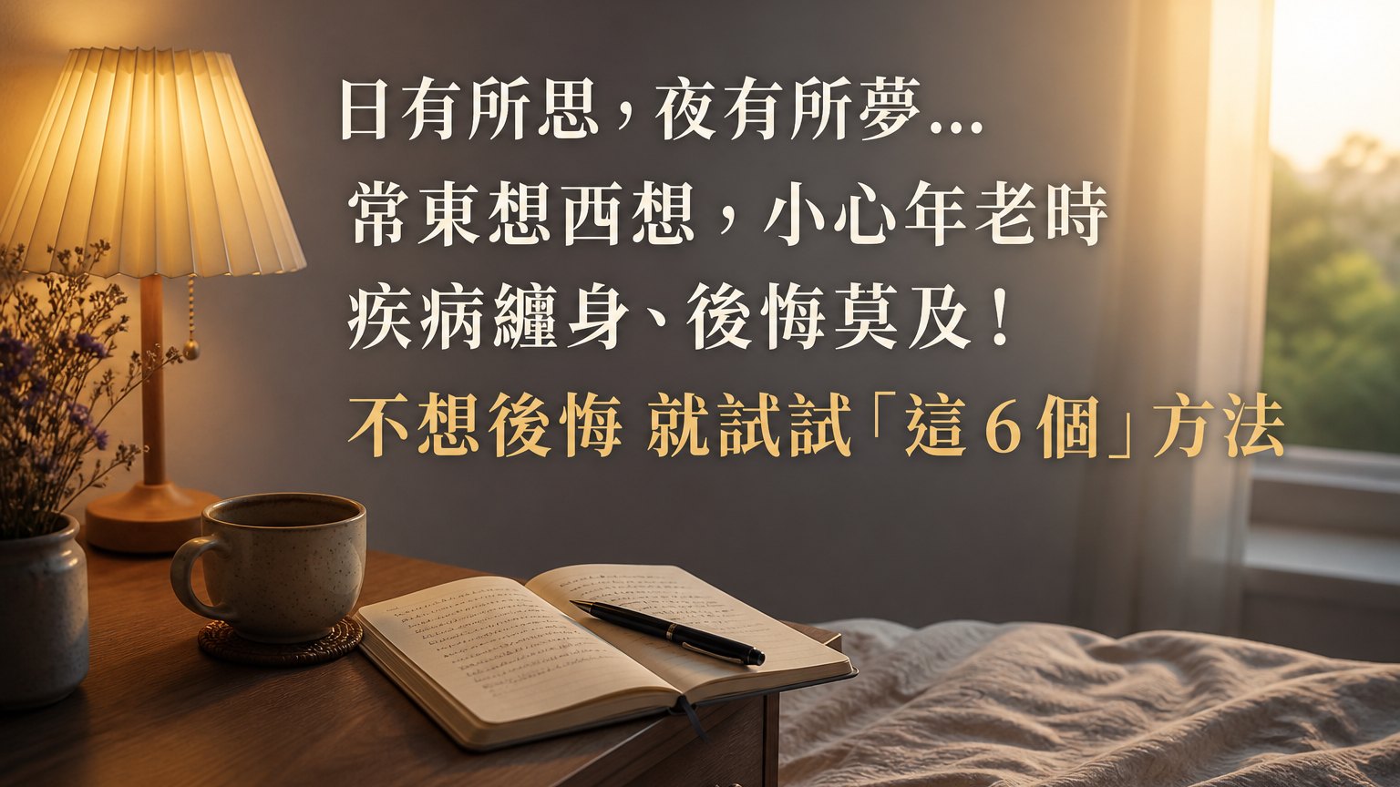 日有所思，夜有所夢…常東想西想，小心年老時疾病纏身、後悔莫及！不想後悔 就試試「這６個」方法