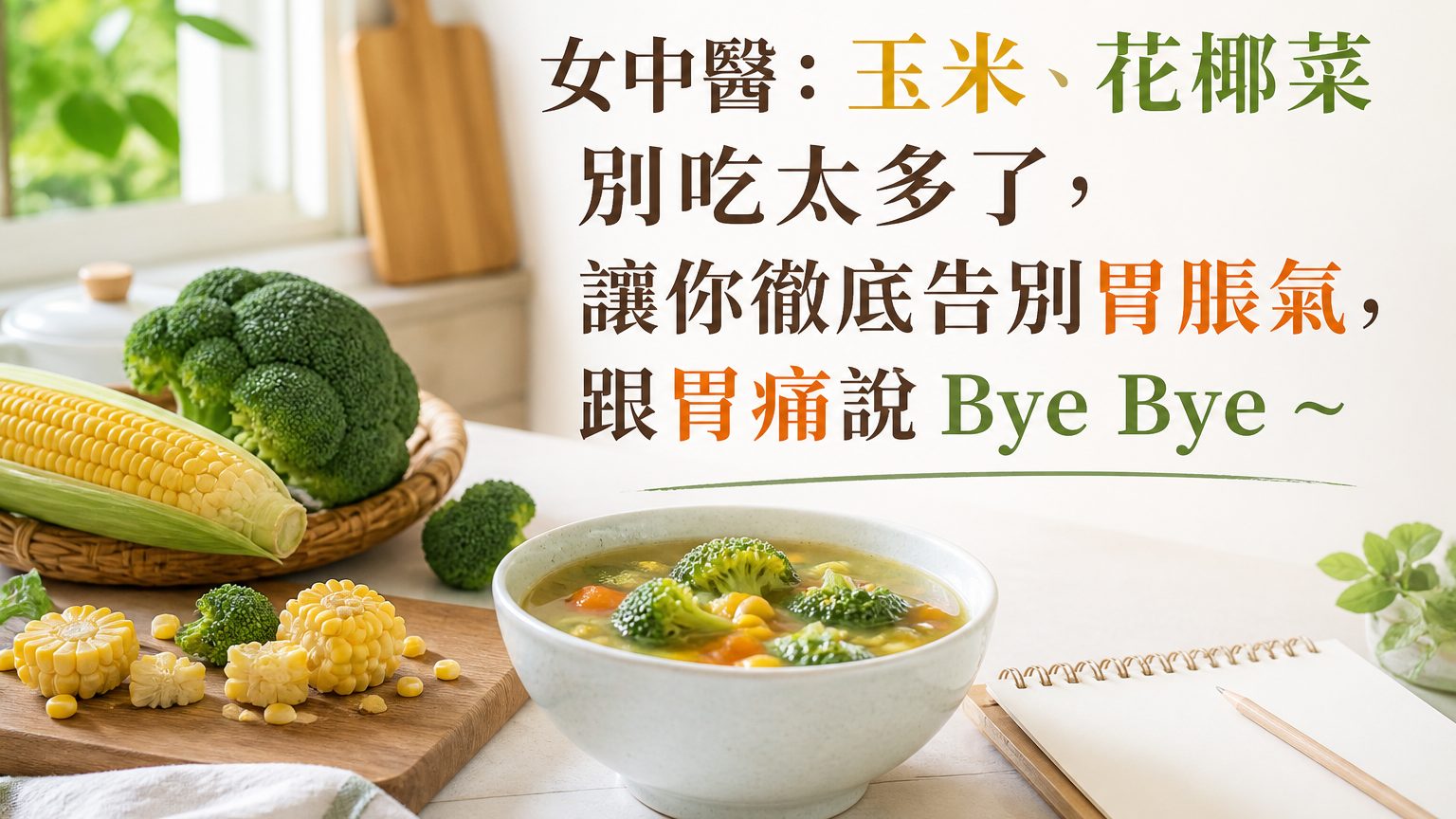 女中醫：玉米、花椰菜別吃太多了，讓你徹底告別胃脹氣，跟胃痛說 Bye Bye ~