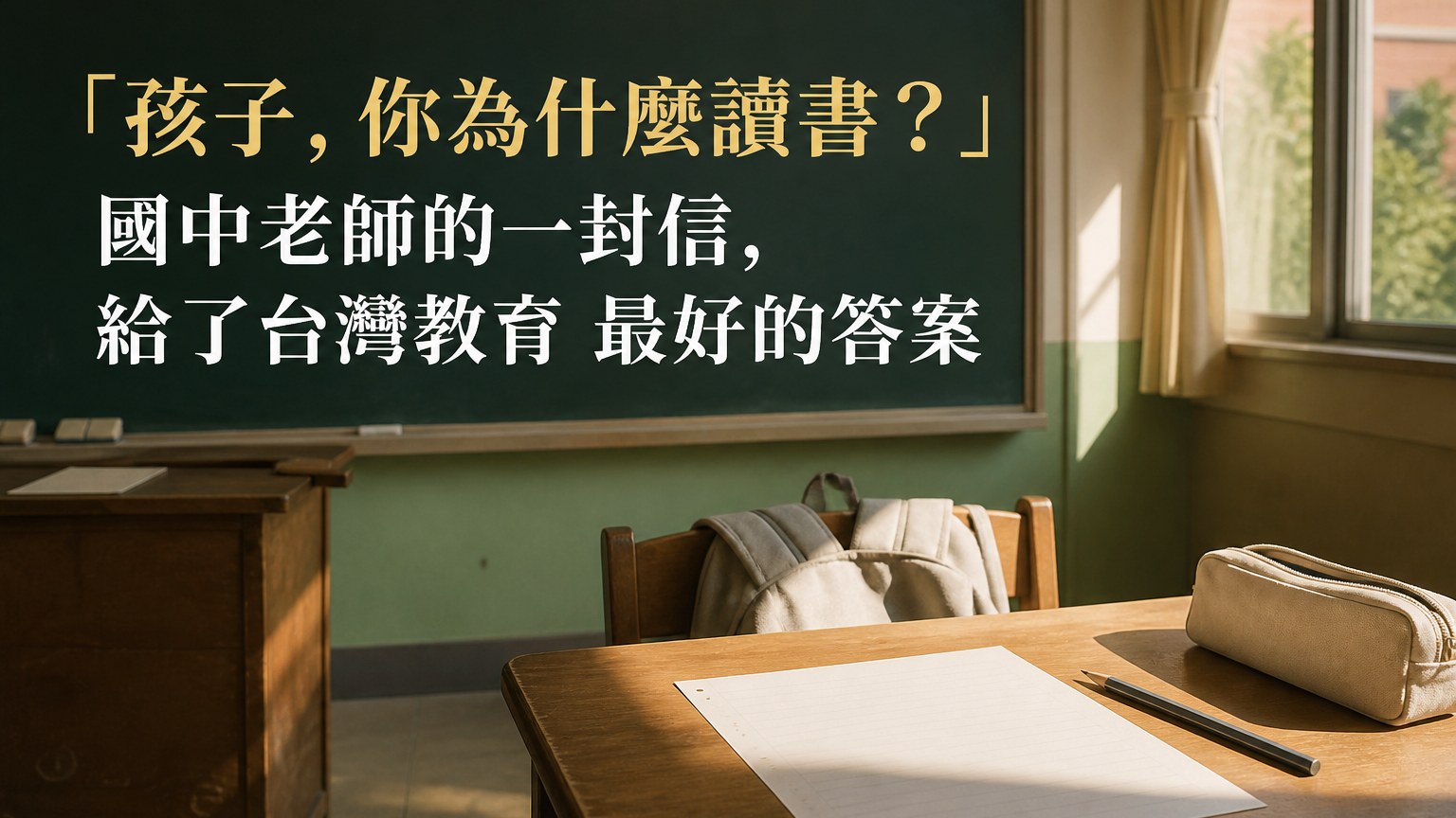 「孩子，你為什麼讀書？」國中老師的一封信，給了台灣教育 最好的答案