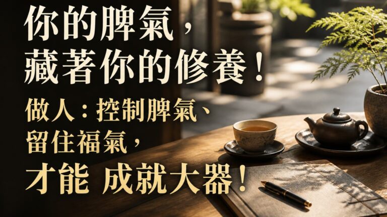你的脾氣，藏著你的修養！做人：控制脾氣、留住福氣，才能 成就大器！