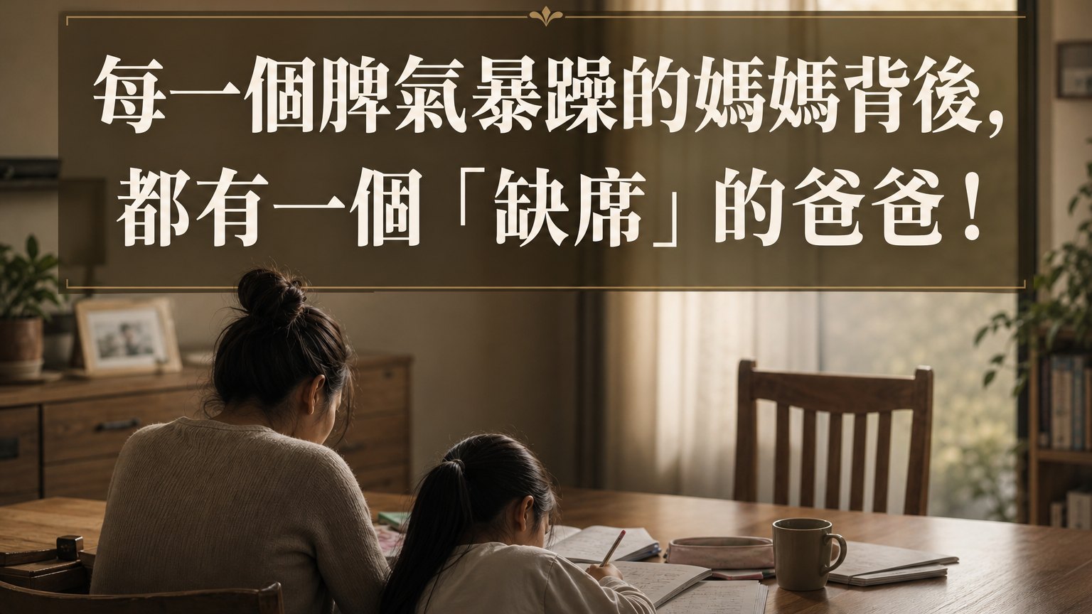 心理學家：每一個脾氣暴躁的媽媽背後，都有一個「缺席」的爸爸！