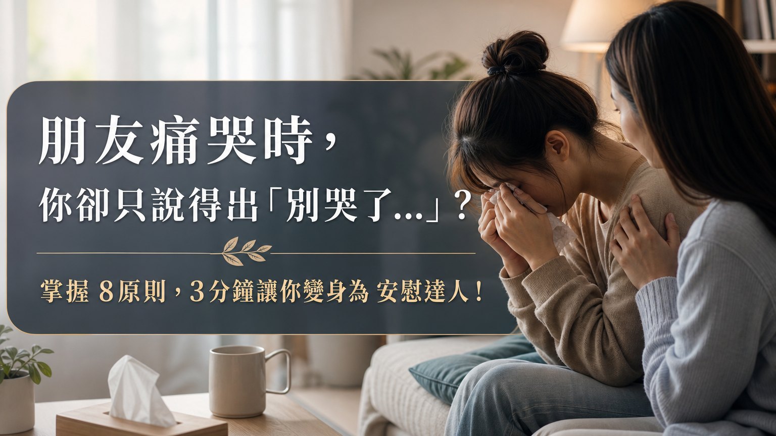 朋友痛哭時，你卻只說得出「別哭了…」？ 掌握 8原則，3分鐘讓你變身為 安慰達人！