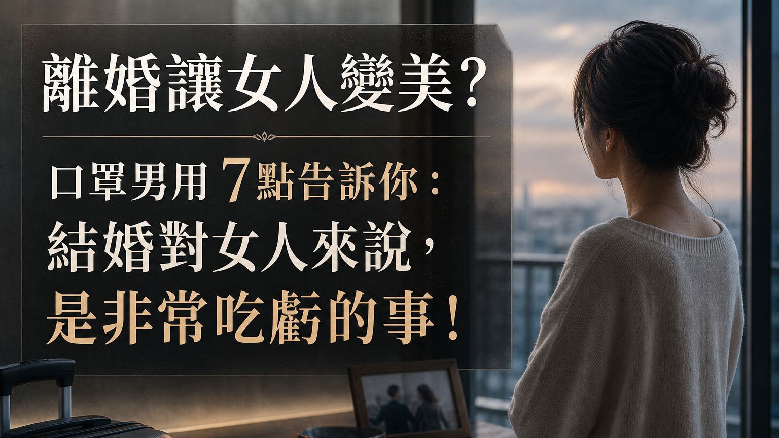 離婚讓女人變美？口罩男用 7點告訴你：結婚對女人來說，是非常吃虧的事！