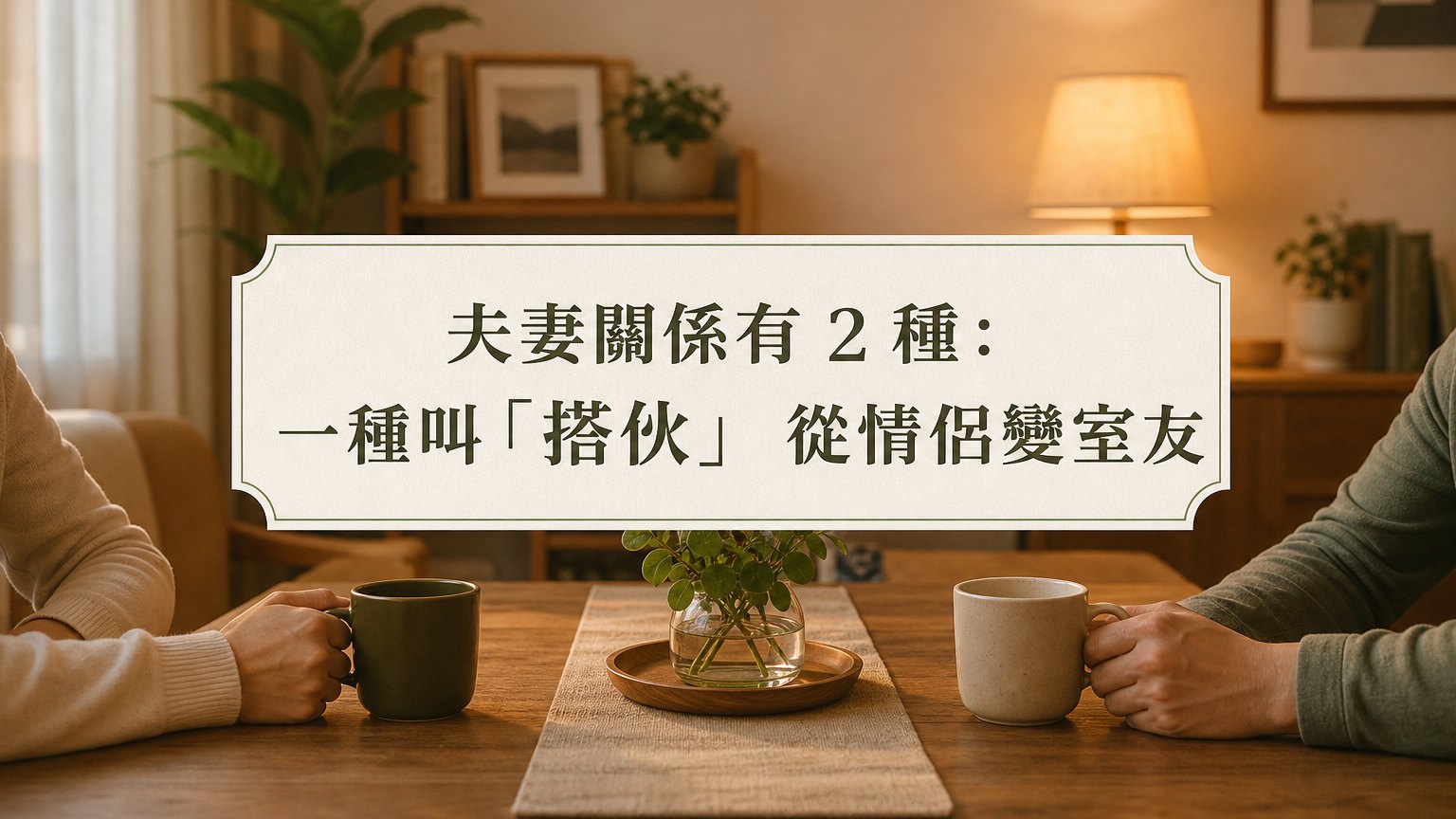 夫妻關係有 2 種：一種叫「搭伙」 從情侶變室友，一種叫「餘生」 攜手走一生！