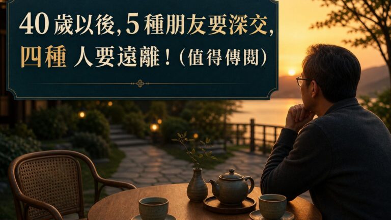 40 歲以後，5 種朋友要深交，四種人要遠離！（值得傳閱）