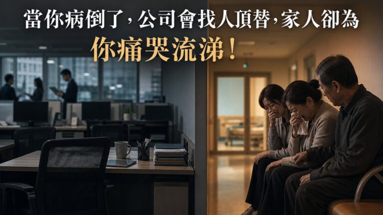 當你病倒了，公司會找人頂替，家人卻為你痛哭流涕！