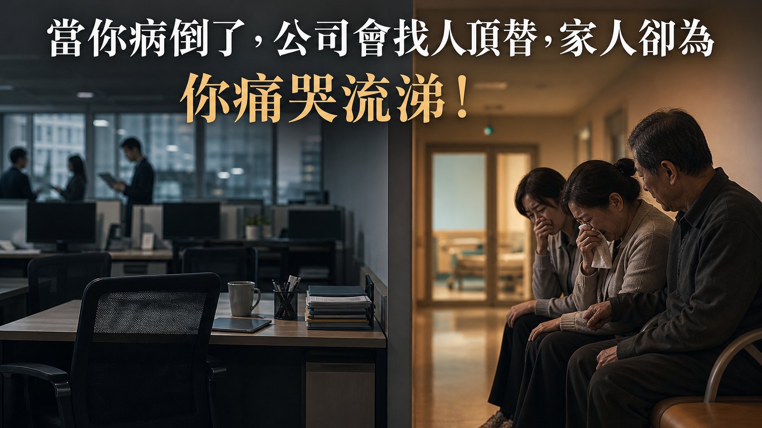 當你病倒了，公司會找人頂替，家人卻為你痛哭流涕！